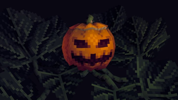 Pixel Art Halloween Jack-O'-Lantern 3D Model