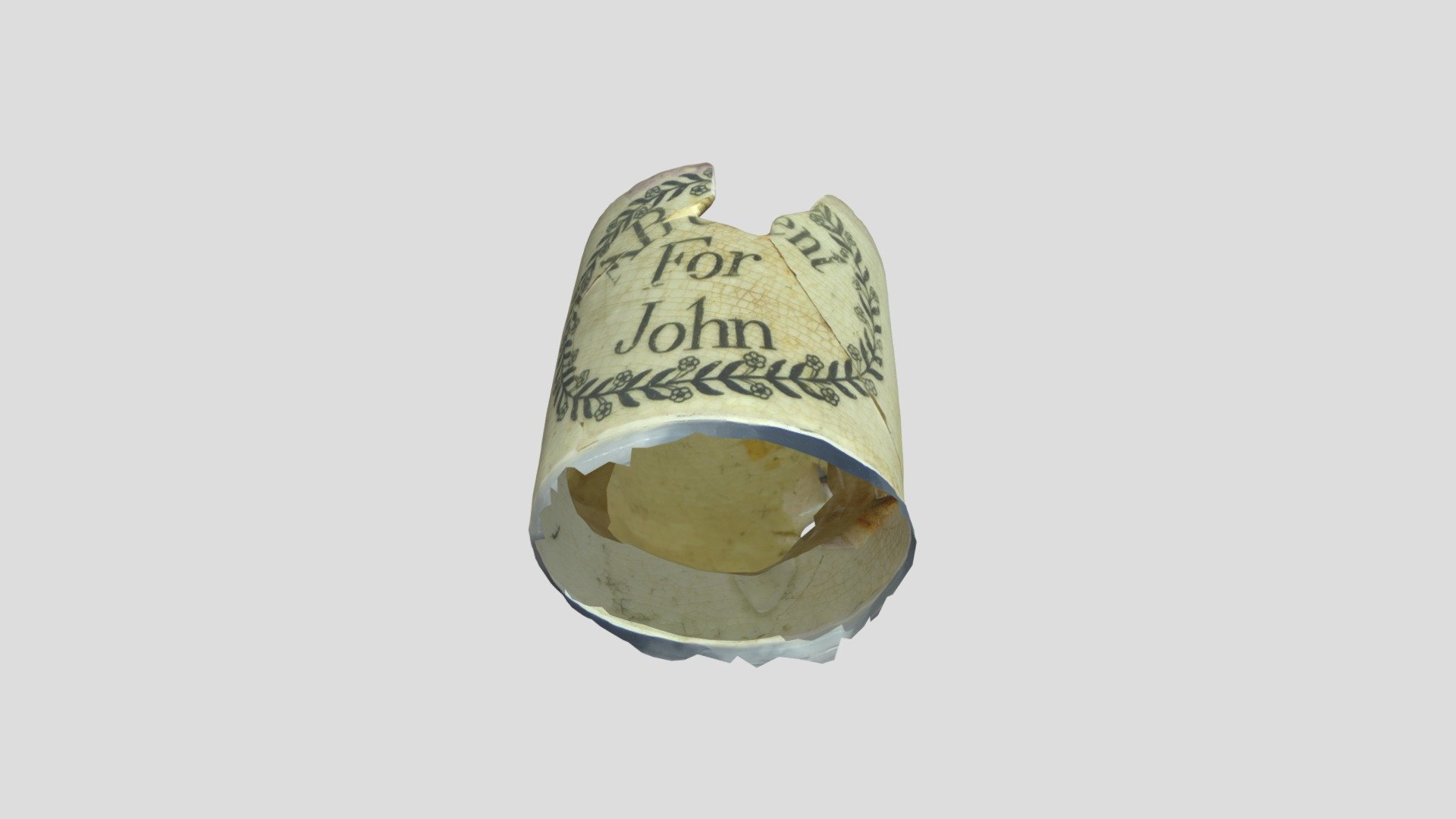 "A Present for John" creamware child's cup