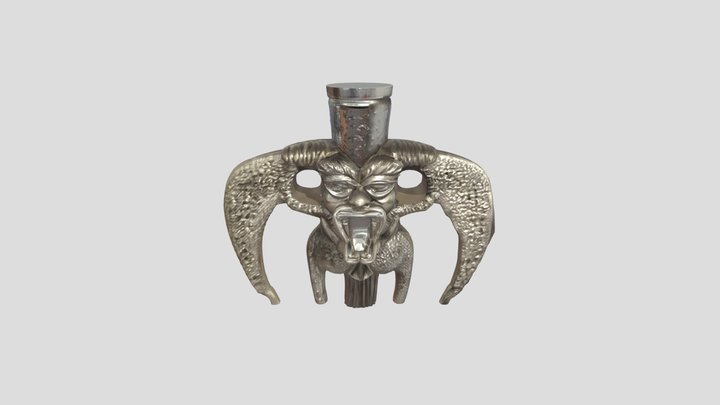 ornate metallic demon face sculpture 3D Model