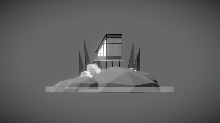 Retro Futurism Tiny House Cottage 3D Model