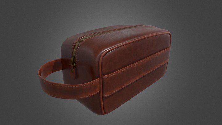 Leather dopp kit (neceser) bag 3D Model