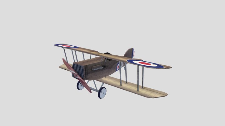 PSX Style Bristol F based WW1 Aircraft 3D Model
