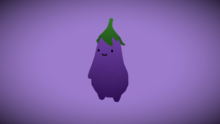 Cute Aubergine 3D Model