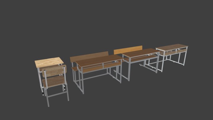 School Desks 3D Model