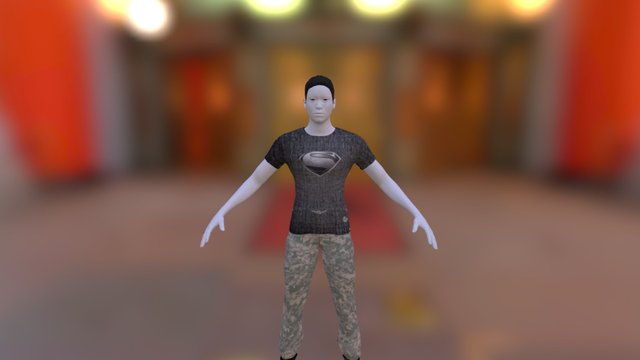 Superman Tshirt - Army Pants 3D Model
