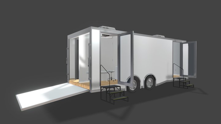 24ft 4-door Retail Trailer Animated 3D Model