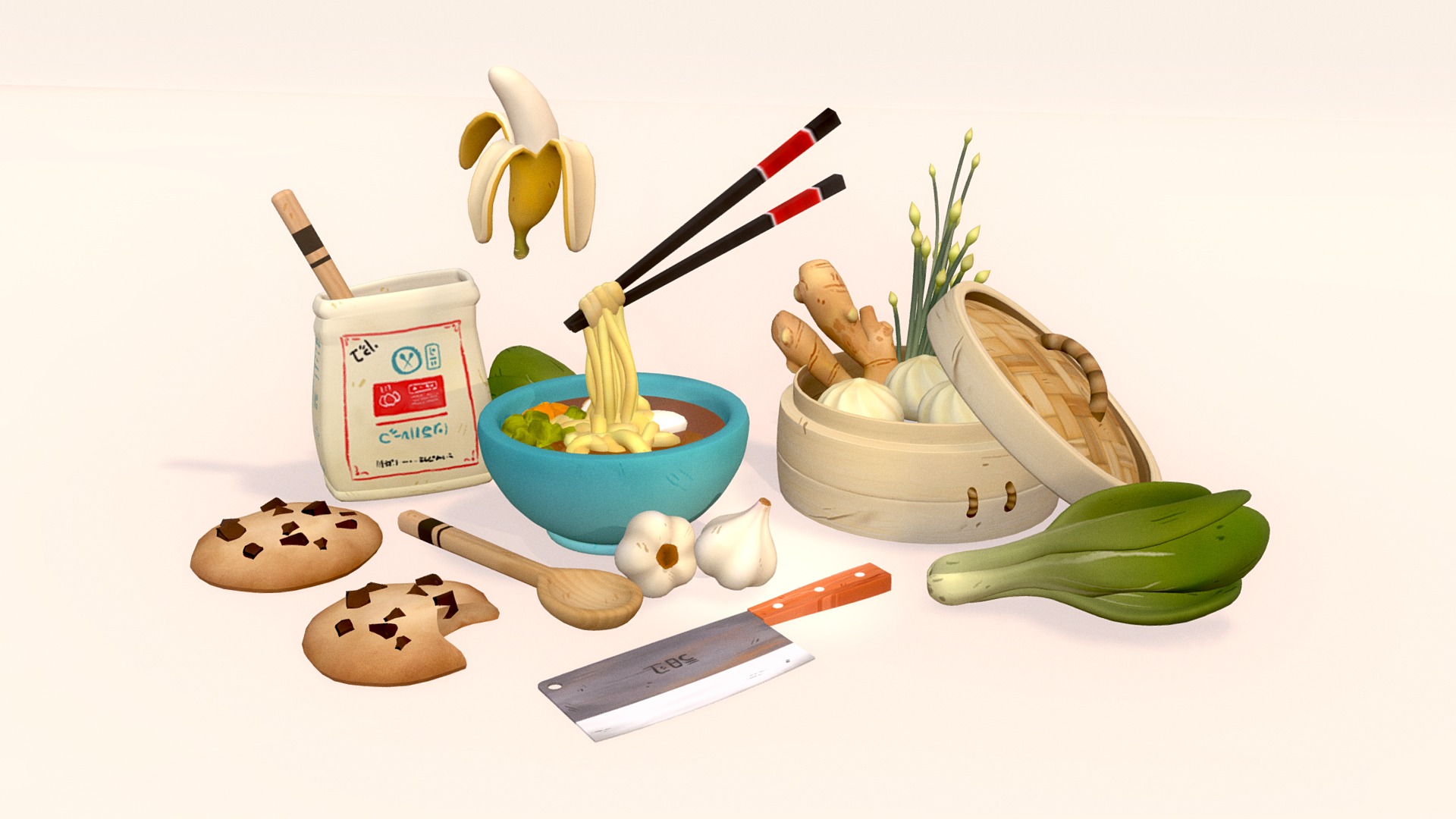 3D model From the Chubby Kitchen - This is a 3D model of the From the Chubby Kitchen. The 3D model is about a variety of kitchen items.