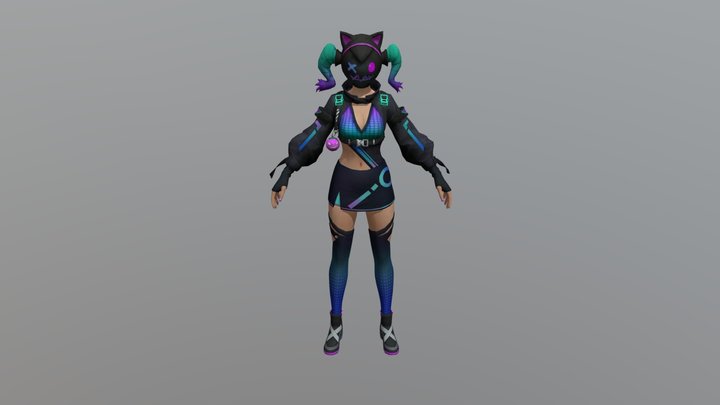 neon_female_bundel_freefire_1st_booyah_pass 3D Model