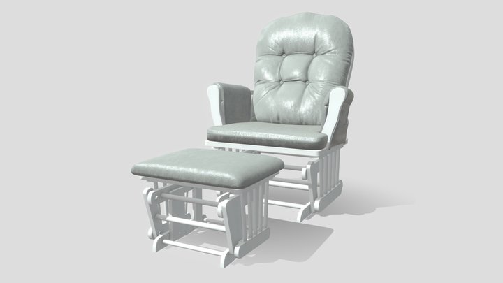 VELVET CHAIR AND TABLE 3D Model
