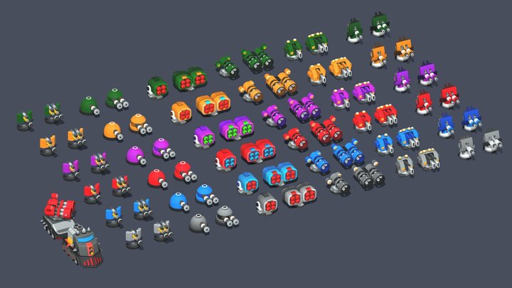 Turret Pack - Turret Train 3D Model