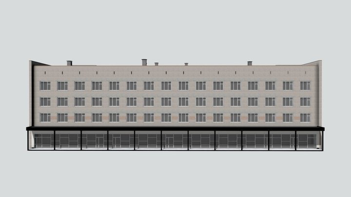 Офисное здание советской застройки. Заводоуковск 3D Model