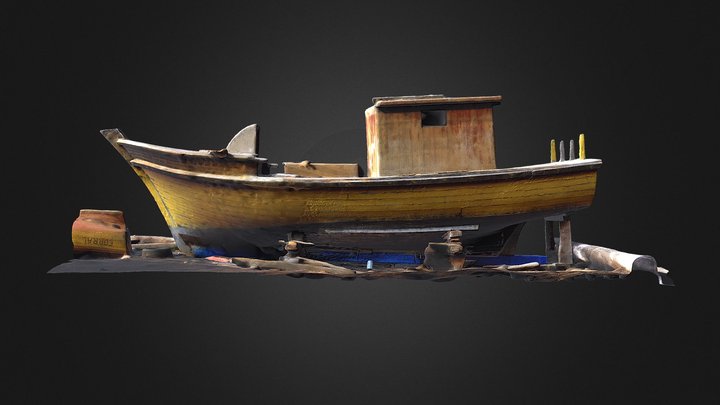 Embarcación Pesquera de Madera en Cutipay 3D Model
