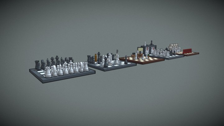 Chess Five Versions 3D Model