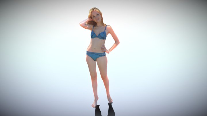 Woman in Blue Lingerie 3D Model