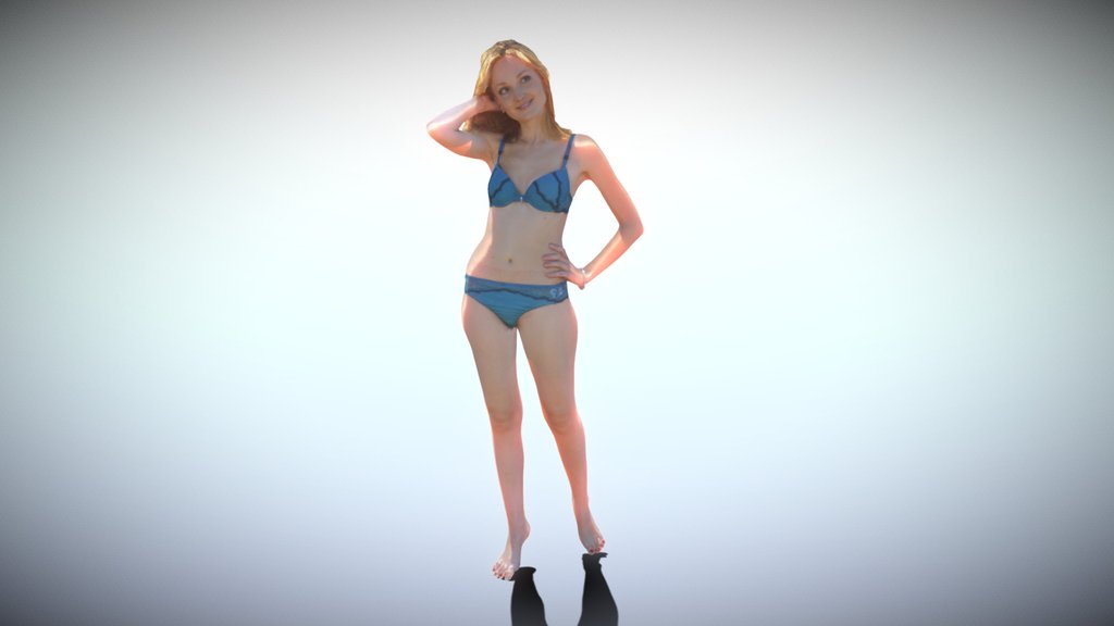 Woman in Blue Lingerie