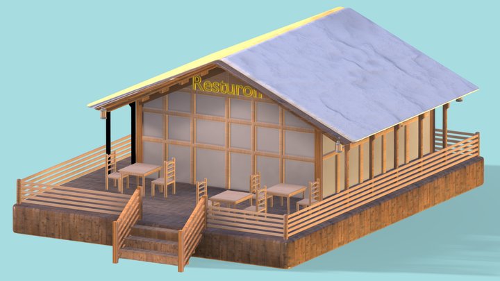 Winter/cabin Restaurant 3d model free 3D Model