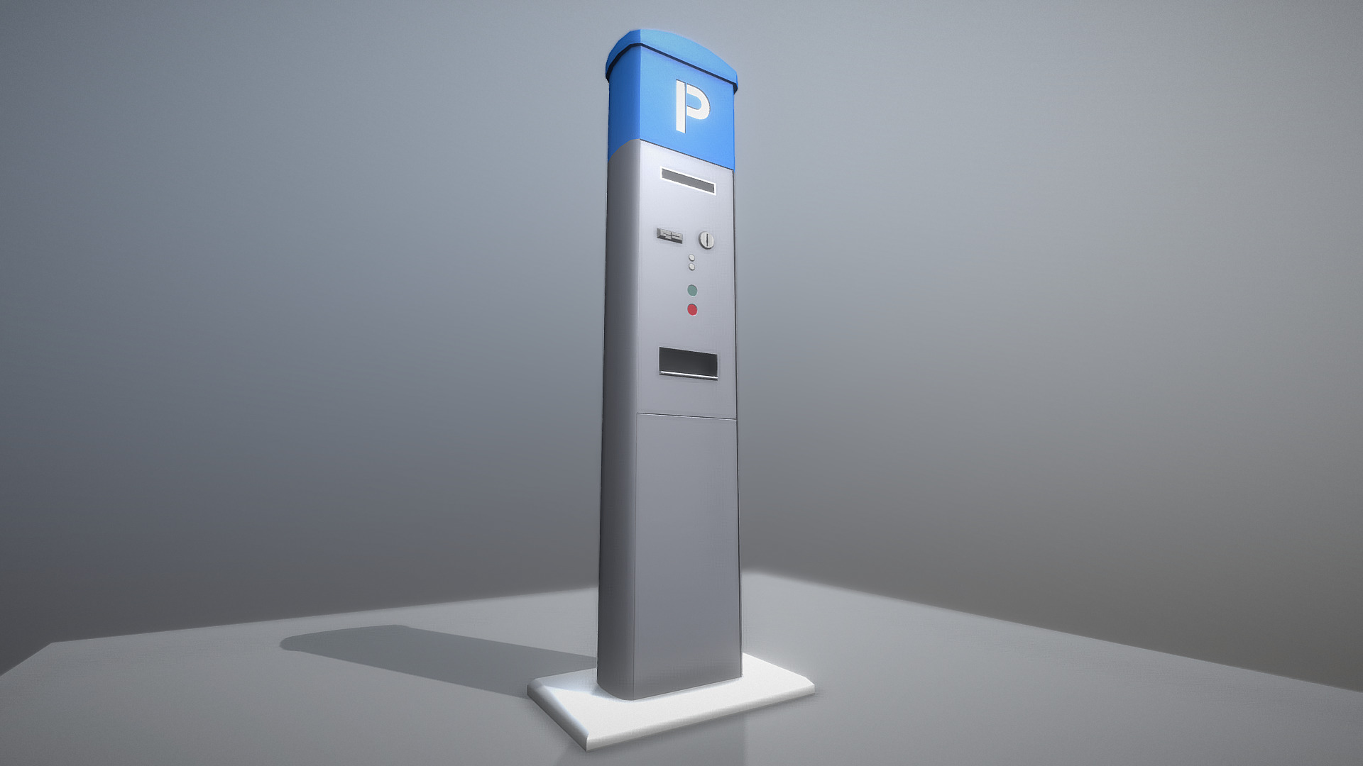 3D model Parking ticket machine / Parkscheinautomat - This is a 3D model of the Parking ticket machine / Parkscheinautomat. The 3D model is about a white rectangular object with a blue top.