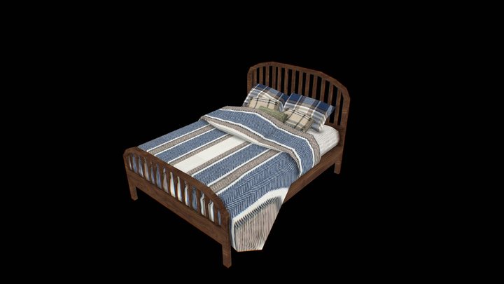 Low-Poly PSX Style Double Bed