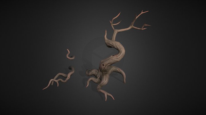Twisted Tree and Roots 3D Model
