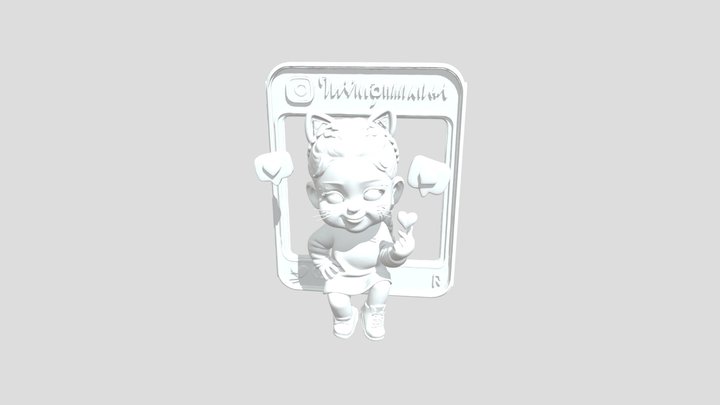 Kawaii Social Cat Kid 3D Model