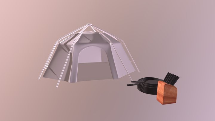 Tent W Knives Pans 3D Model