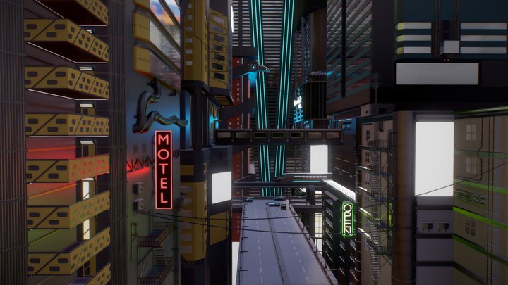 Cyberpunk scene - collection (.blend) 3D Model