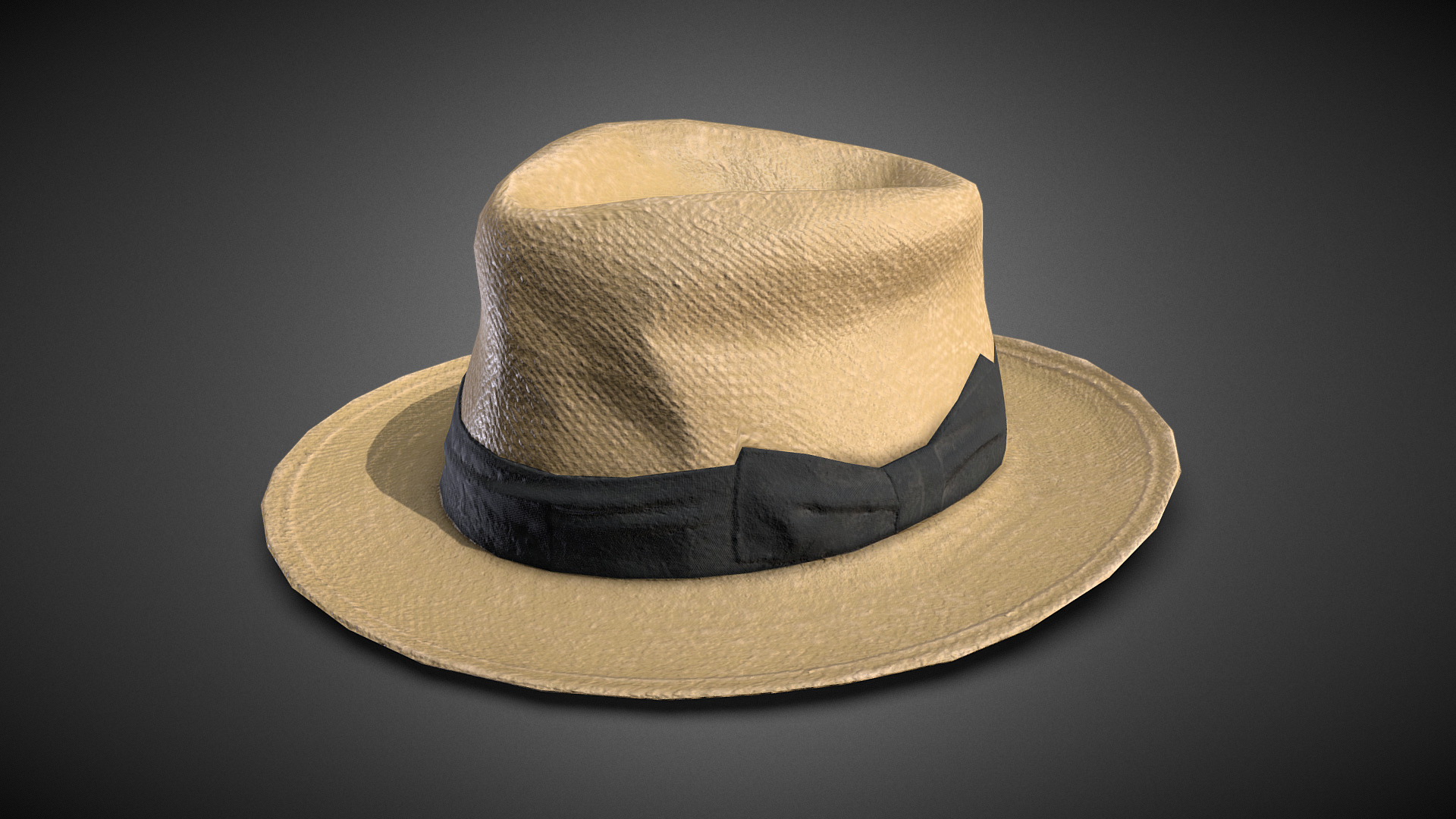3D model Panama hat – game ready #AgisoftClothesChallenge - This is a 3D model of the Panama hat - game ready #AgisoftClothesChallenge. The 3D model is about a hat on a black background.