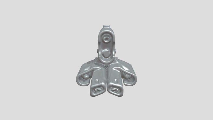 Futuristic metal object with cylindrical parts 3D Model