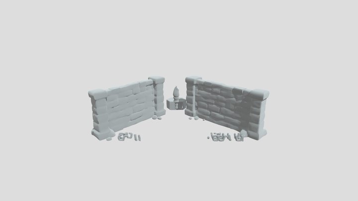 Between Two Walls and tourch 3D Model