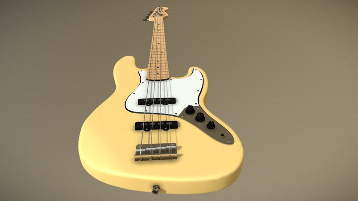 CRV Jazz Bass - Yellow & Maple 3D Model