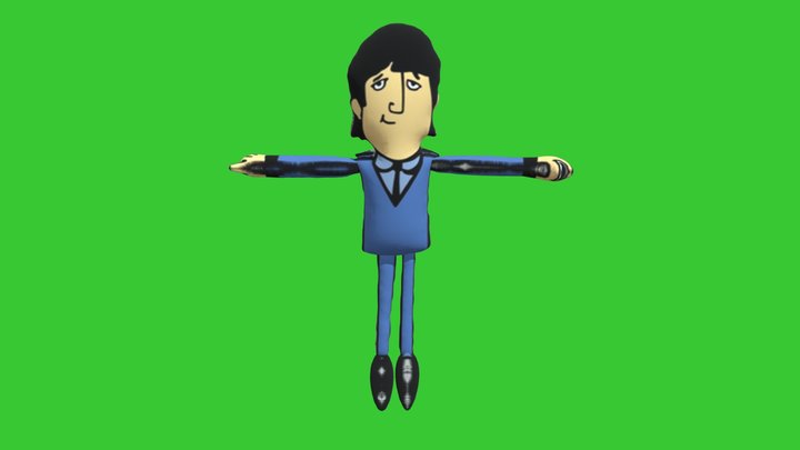 Beatles - John - Cartoon 1 - Rigged T-Pose 3D Model