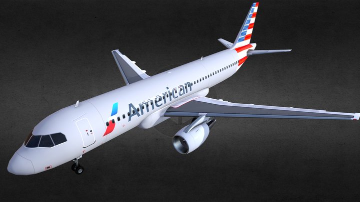 Airbus A320 Airplane American Airlines 3D Model