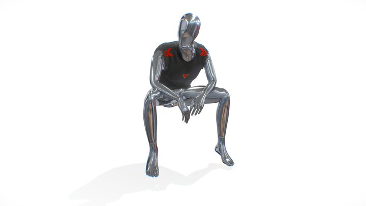 Manequin Vest  - Sitting Pose ( Rigged ) 3D Model