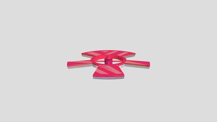 pink radioactive symbol with striped sections 3D Model
