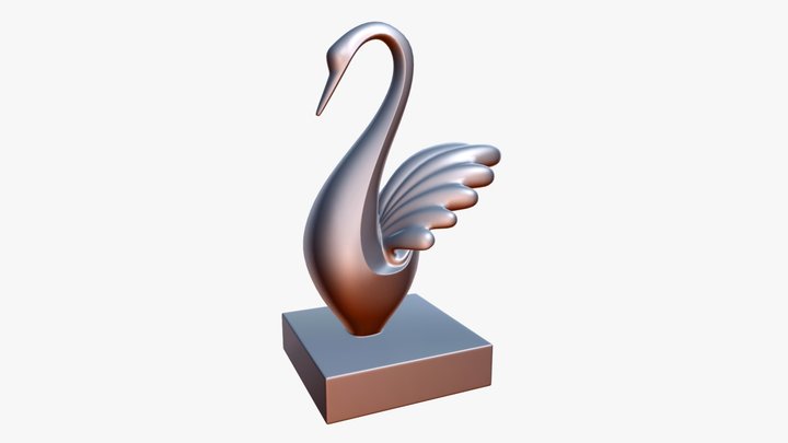 Sculpture Silver Swan 3D Model