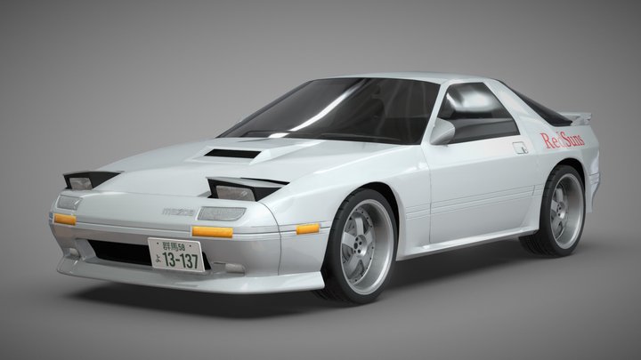 Mazda RX-7 FC3S ("Akagi's White Comet") [remake] 3D Model