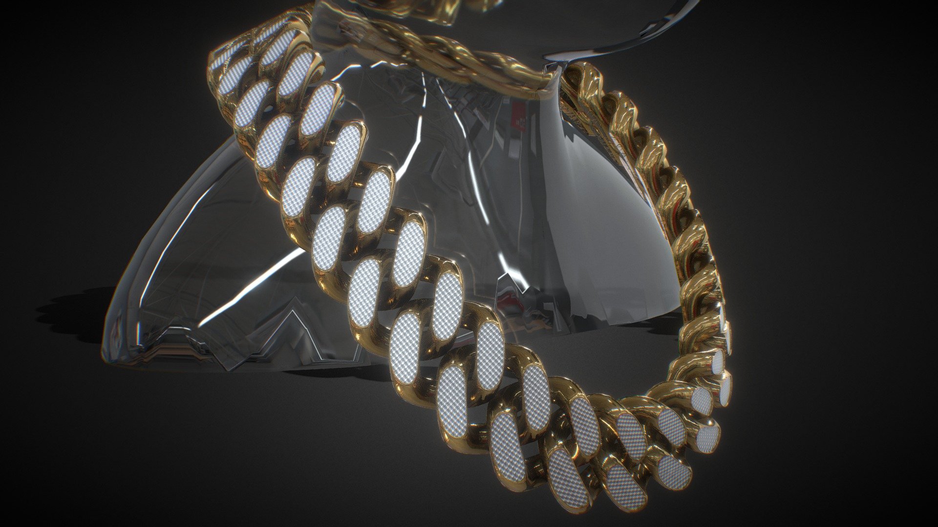 Gold Large Diamond Link Chain (Textured) - Buy Royalty Free 3D model by ...