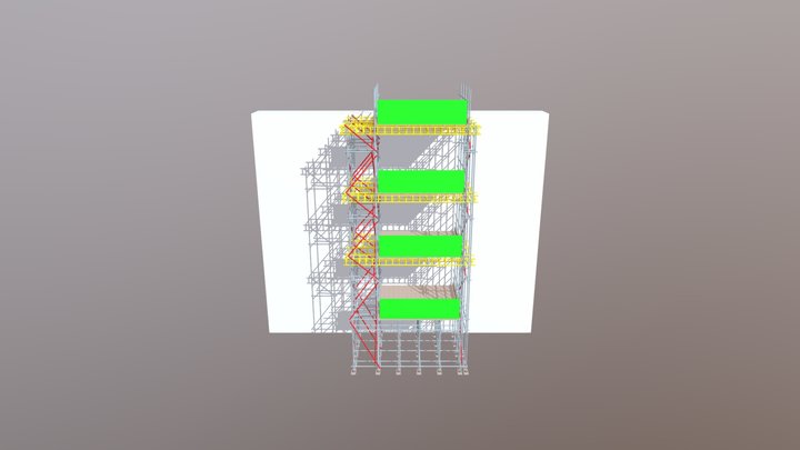 Bridged access scaffold with protection gantry 3D Model