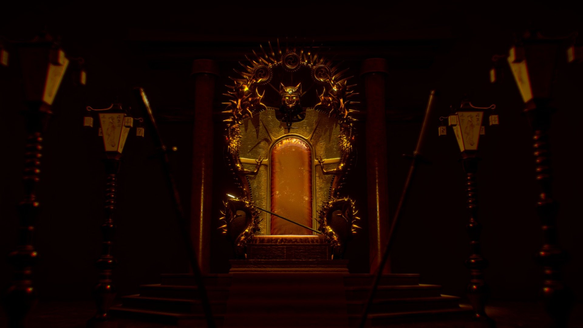 Japanese styled throne room 3D Model - Download Free 3D model by ...