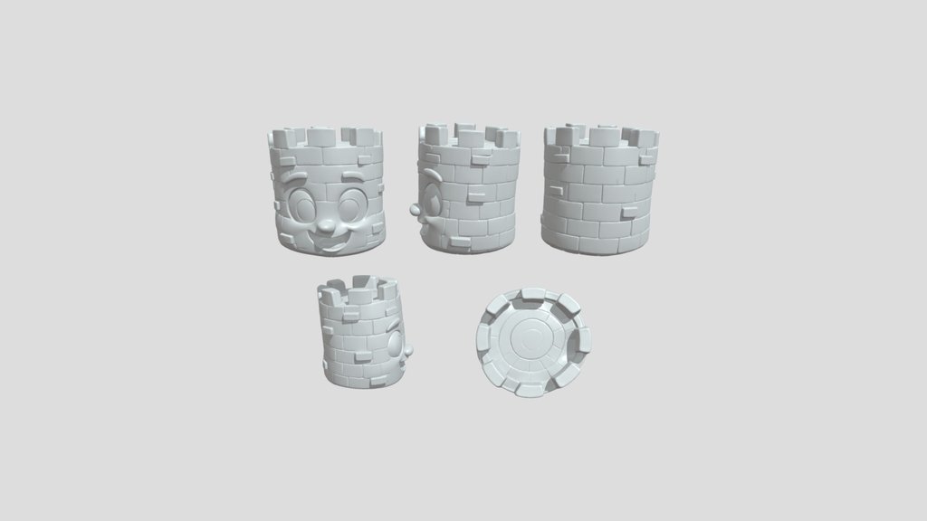 Cute cartoon stone castle tower