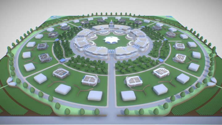 Concept transitional town for a RBE 3D Model