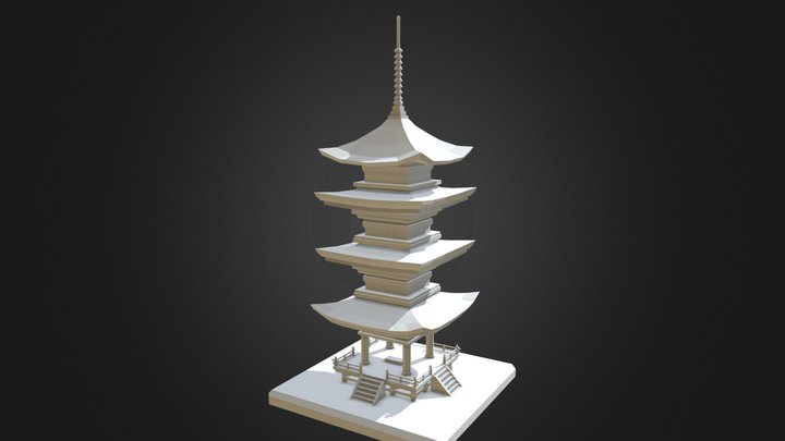 Low Poly Feudal Japanese Pagoda 3D Model