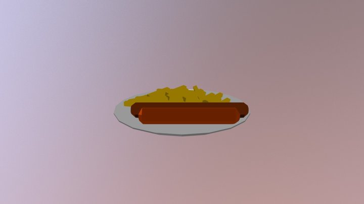Low Poly Hotdog and Fries 3D Model