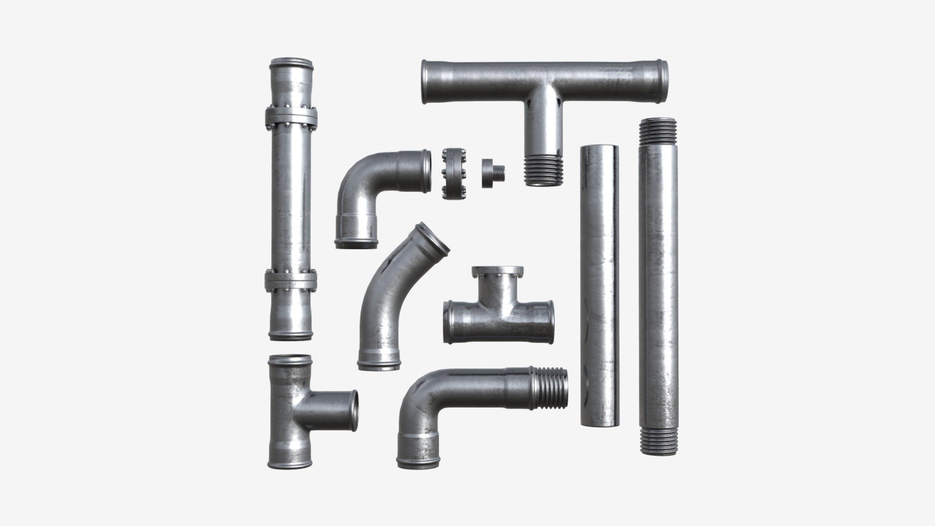 Metal Pipes with Fittings Set - 3D model by HQ3DMOD (@AivisAstics) [de3ab71], image size:1920x1080
