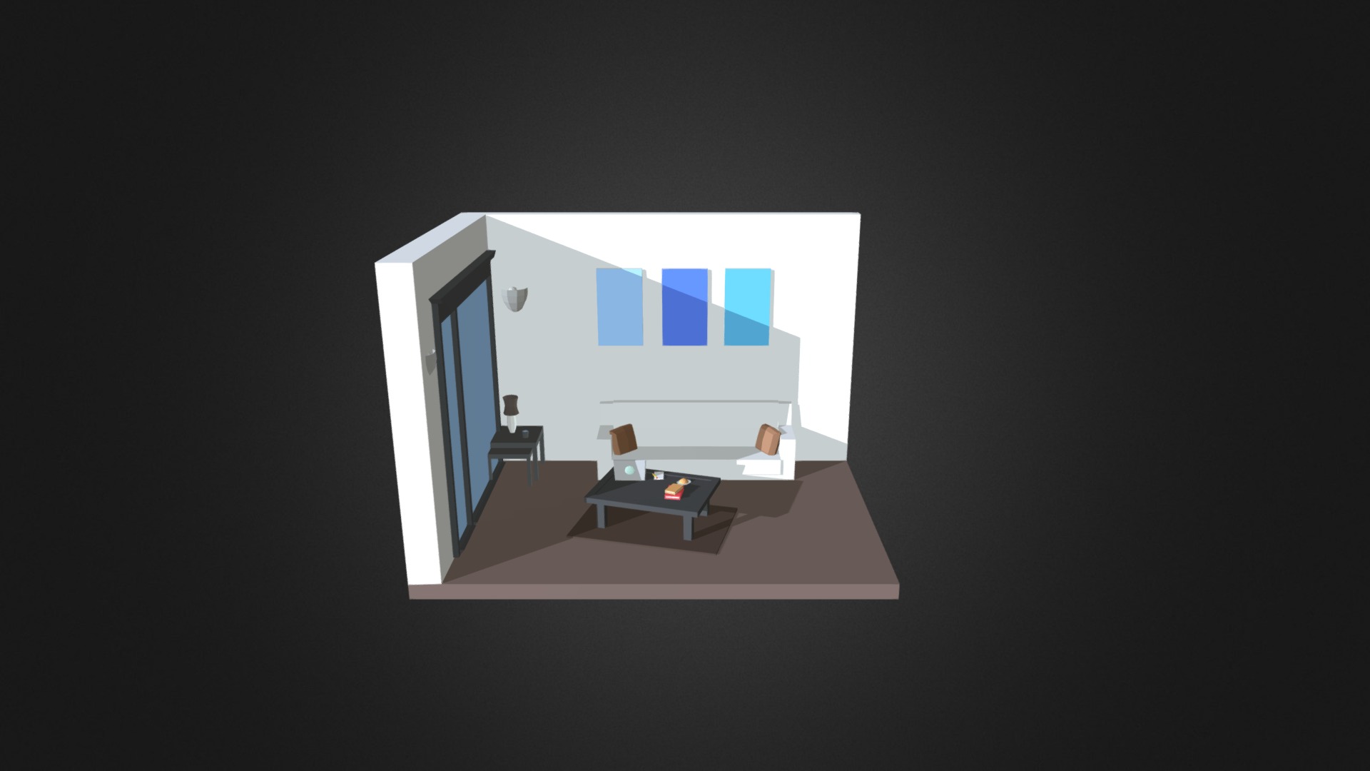3D model Living Room – Blue - This is a 3D model of the Living Room - Blue. The 3D model is about logo.