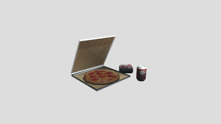Psx style pizza and coke 3D Model