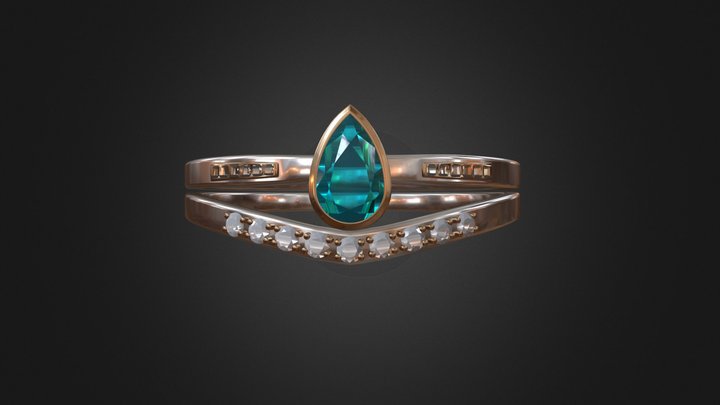 Platinum Ring with diamond 3D Model