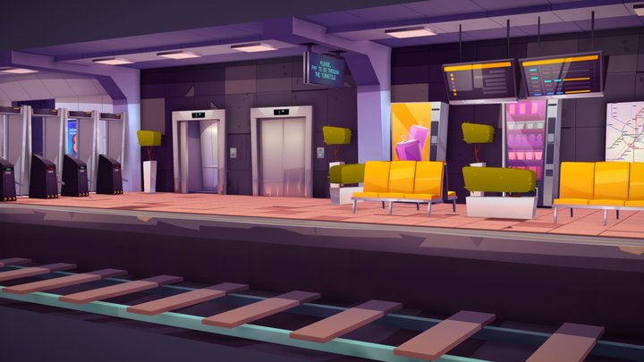 🚅 Lowpoly Subway Metro Train Game lowpoly asset 3D Model