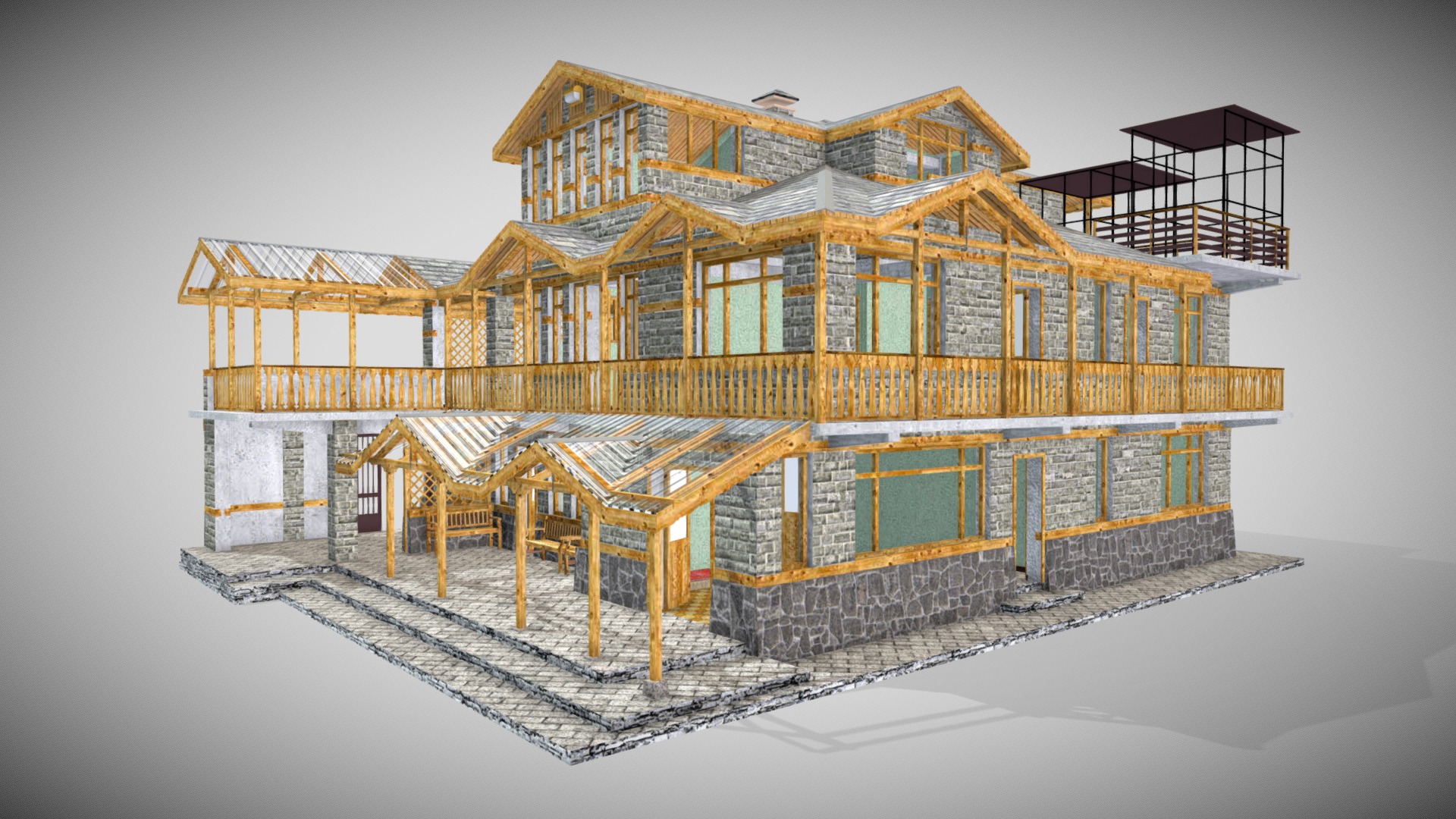 3D model Residence Mohal - This is a 3D model of the Residence Mohal. The 3D model is about a drawing of a house.