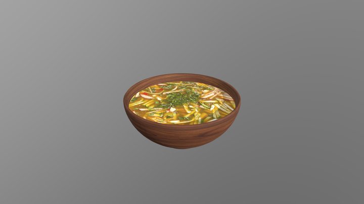 Bowl with Soup 3D Model